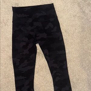 Kids Black Camo High-Waist Leggings